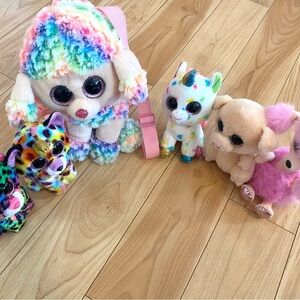 Beanie boos backpack and plush toys
